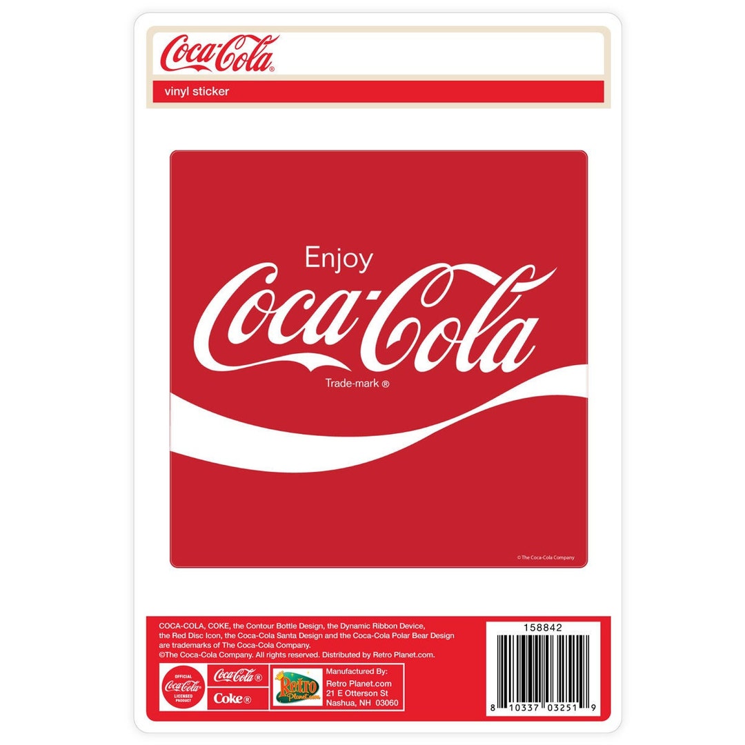 Coca-cola Enjoy Wave 4.5 Inch Square Gloss Vinyl Sticker