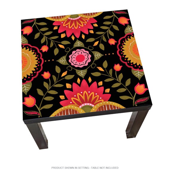 Folkloric Flower Pattern IKEA LACK Table Graphic Hack Decal