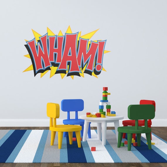 Wham Autocollant mural sonore de bande dessinée, l'aventure vous attend  avec cet autocollant découpé de son de super-héros, décoration de bande  dessinée pour salle de jeux, dortoir, chambre d'enfant -  France