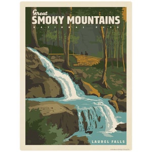 Laurel Falls Vinyl Sticker Smoky Mtns National Park–Bumper Sticker–Luggage Decal–US Travel Sticker–Souvenir Sticker–State Pride Sticker