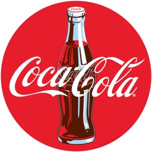 Coca-Cola Red Circle Bottle Vinyl Sticker, Coke Sticker for Fridge, Cooler, Laptop, Window & More. Officially Licensed by The Coca-Cola Co.
