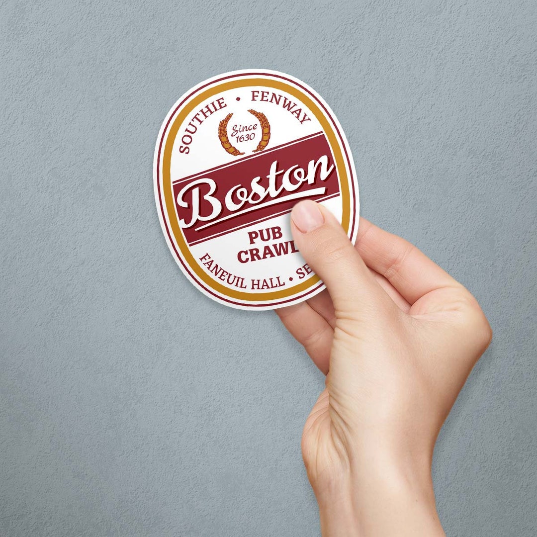 Bumper Sticker Boston MA Pub Crawl, Coors Style, Fenway, Faneuil Hall