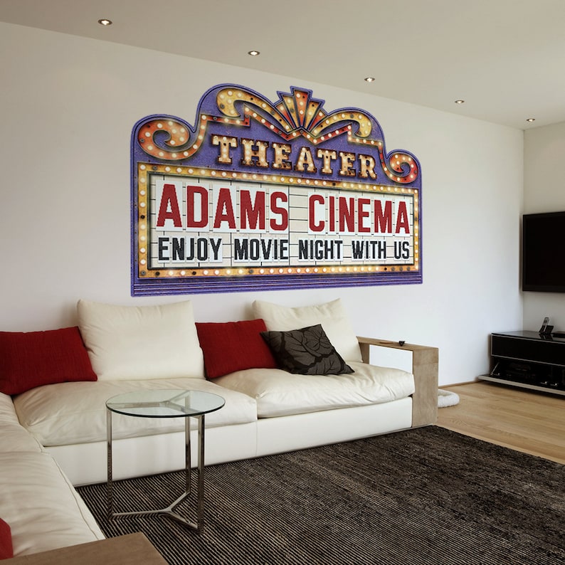 Personalized Theater Marquee Wall Decal Vinyl Peel & Stick Etsy