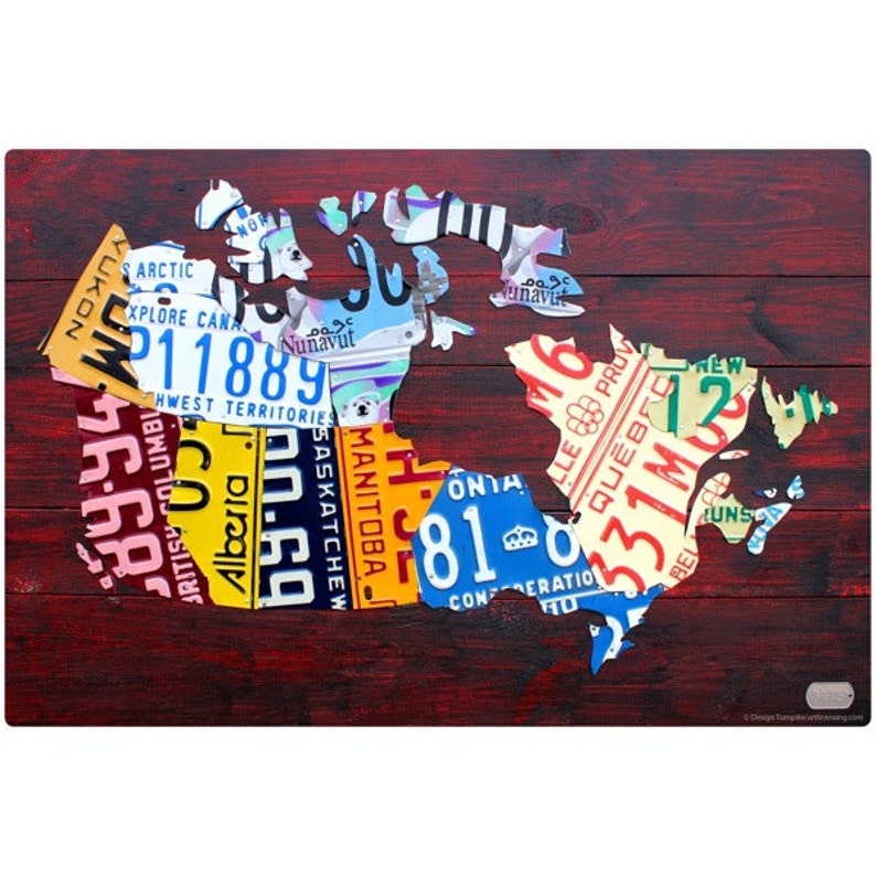 Canada License Plate Map Wall Decal Etsy