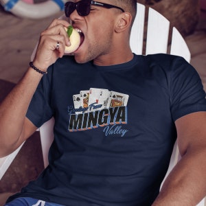 Mingya Valley T-Shirt, Adult Unisex Navy Blue Tshirt, 100% Cotton, S-XXL, From Lawrence to Newburyport, Massachusetts, MA Wicked Memories