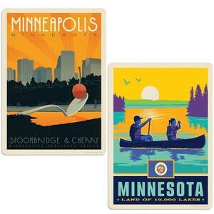 Sticker Set; Minneapolis Minnesota Sculpture Garden, Set of 2 Waterproof Bumper Sticker For Suitcase, Water Bottle, Notebook and More