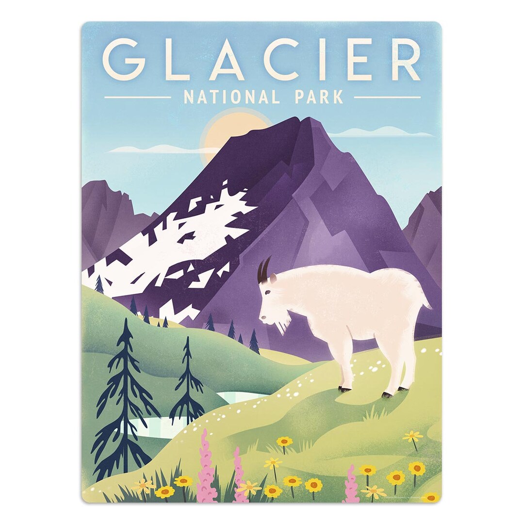 Glacier National Park Montana Mountain Goat Vinyl Sticker–laptop Decal ...