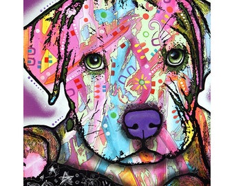 Wall Decal; Baby Pit Bull Dog Dean Russo Trendy Rainbow Pet Pop Art for Dog Lover, Home Decor or Office