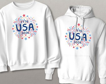 USA Fireworks Doodles 1776-2026 Adult Sweatshirt or Hoodie