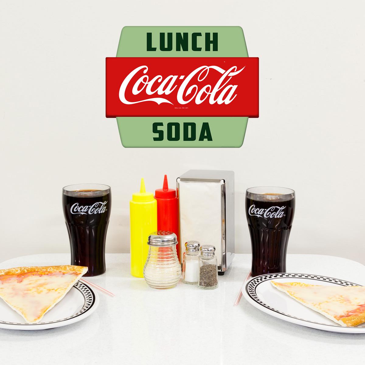 Coca-cola Vinyl Wall Decal, Lunch Soda, Retro 1950s Googie Kitchen