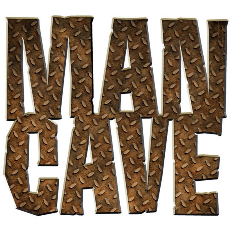 Man Cave Rusty Diamond Plate Wall Decal