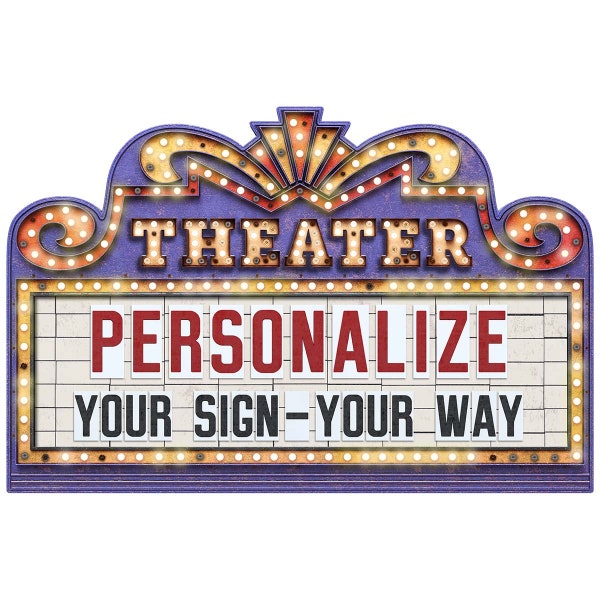 Personalized Theatre Marquee Wall Decal, Customizable Peel and Stick Décor, Rec Room Décor, Home Theatre Décor, Movie Themed Decor, Custom