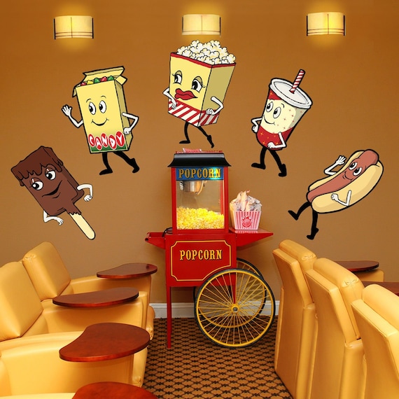 Dancing Snacks Wall Decal Set, Retro Home Theater Decor - Etsy Finland