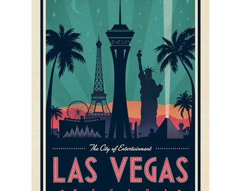 Las Vegas Nevada Skyline Sticker, Vintage Style Travel Decal