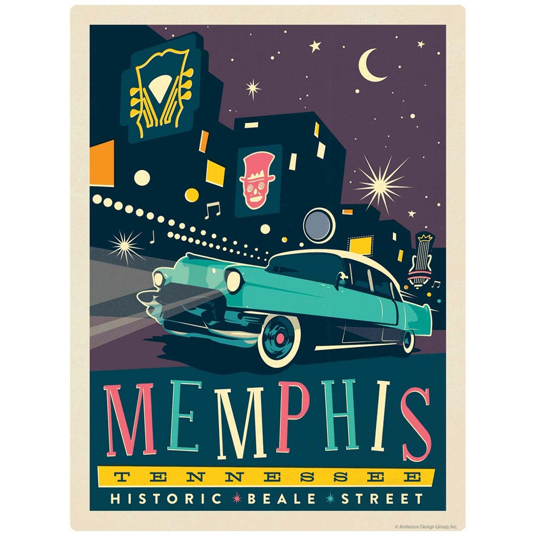 Memphis Beale Street Vinyl Sticker, Vintage Style Travel Decal - Etsy