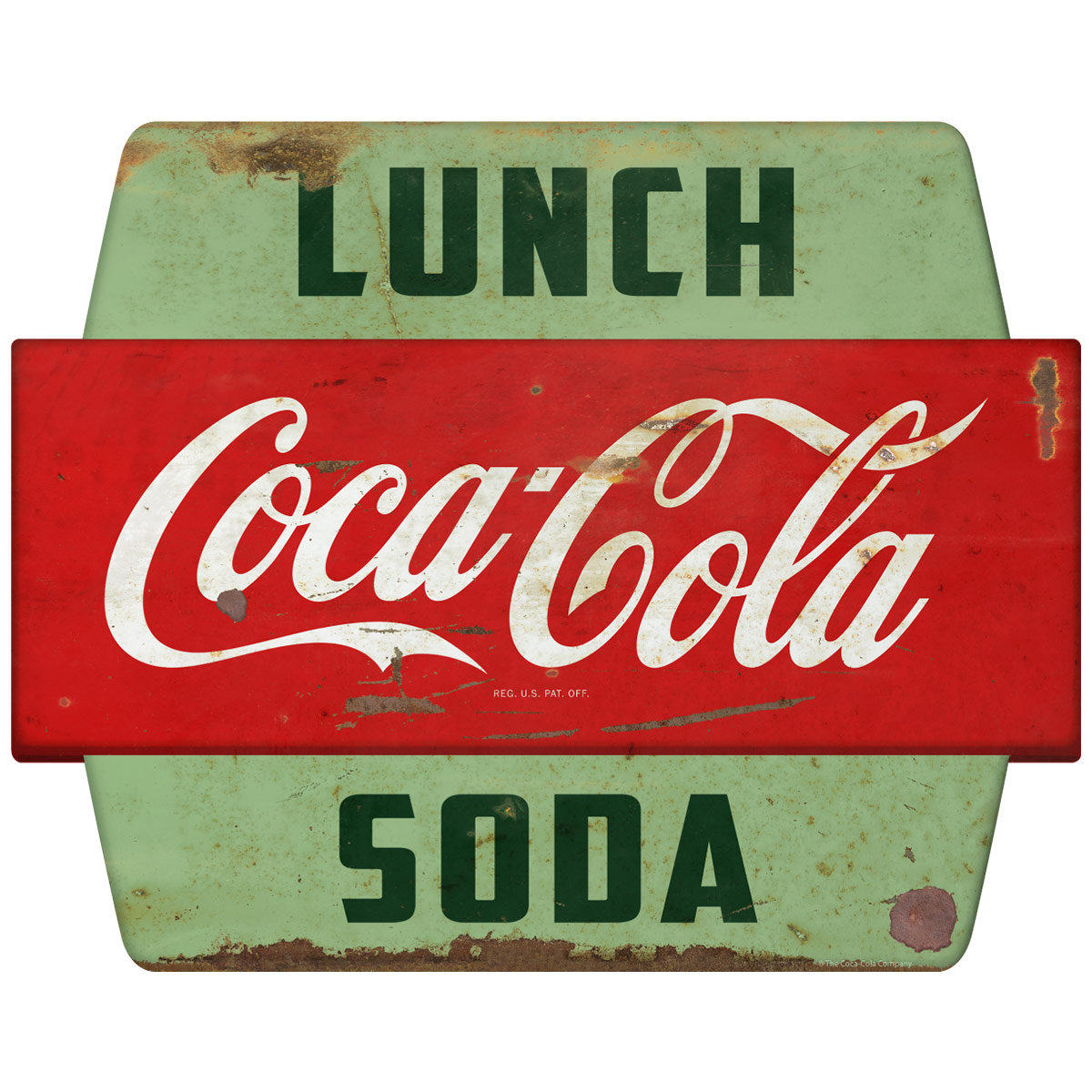 Coca-cola Vinyl Wall Decal, Lunch Soda, Distressed Retro 1950s