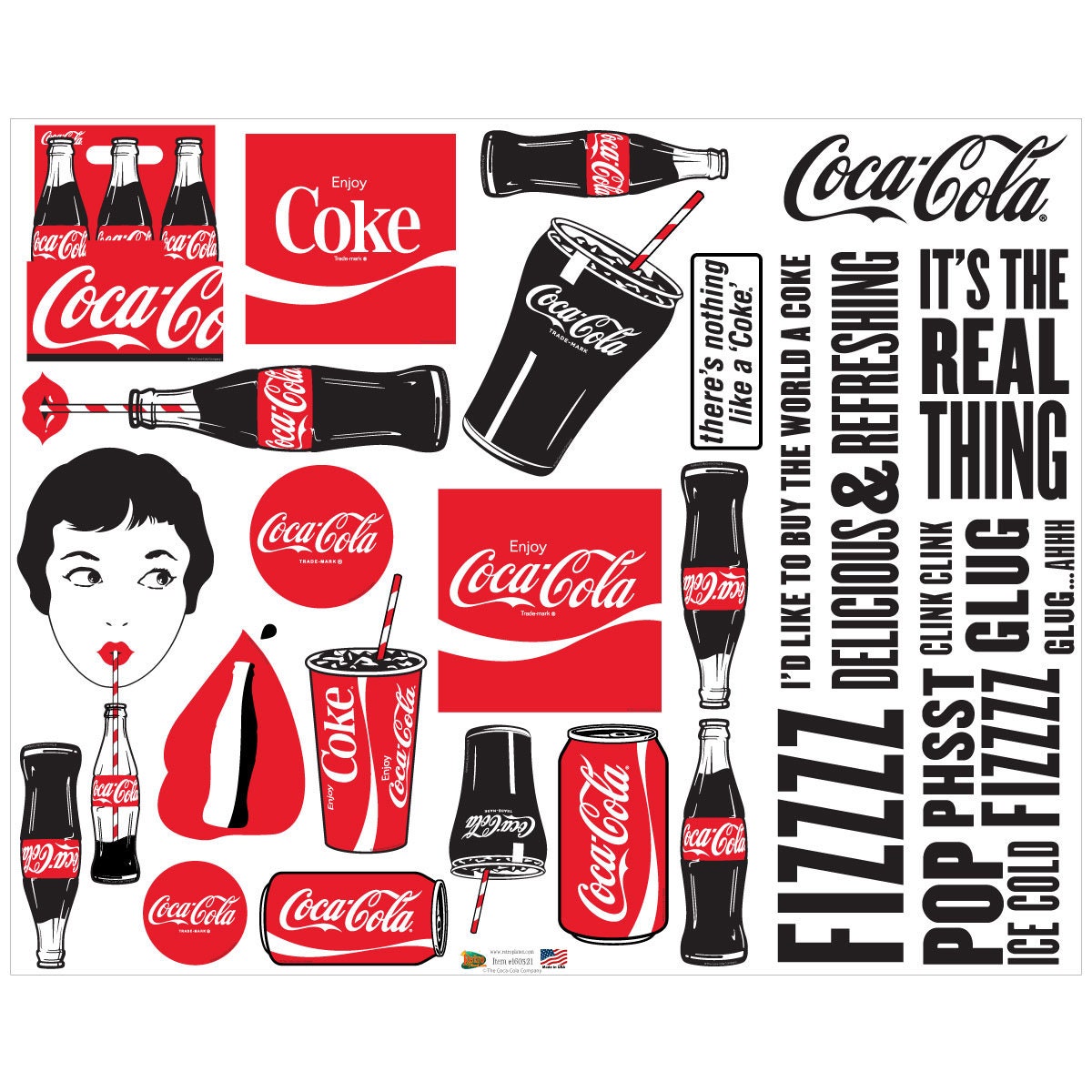 Cocacola Slogans Black and Red Decal Set Etsy Hong Kong