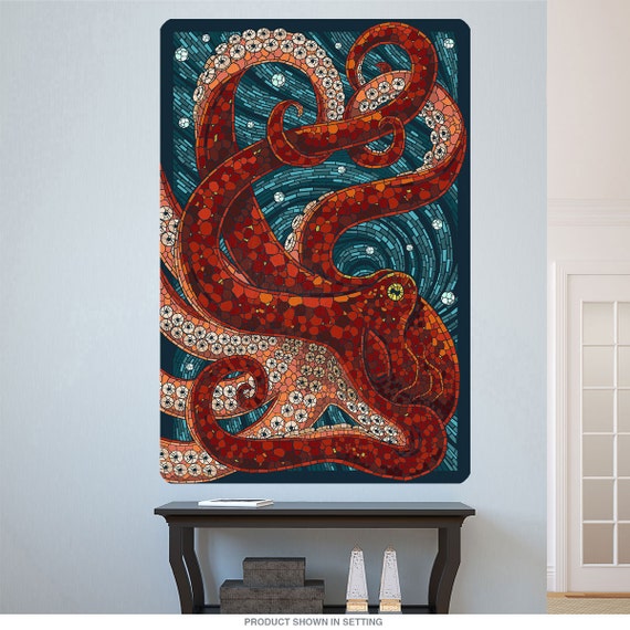 Octopus Paper Mosaic Sea Animal Wall Decal | Etsy