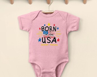 Body de bebé de manga corta con estampado de estrellas y la bandera de los Estados Unidos, tallas de recién nacido a 24 meses.