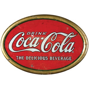 Coca-Cola Vinyl Sticker, Distressed Plaque Style, Officially Licensed By Coca-Cola, For Cars, Coolers, Laptops, Window, DIY Projects