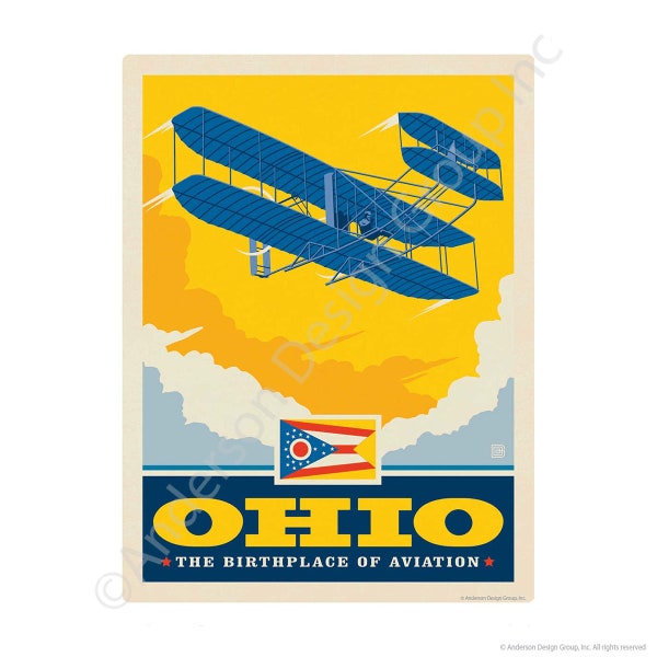 Mini Vinyl Sticker; Ohio Birthplace of Aviation State, Waterproof State Pride Bumper Sticker for Water Bottle, Laptop, Notebook and More!