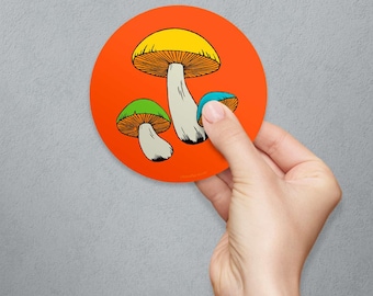 Groovy Mushroom Vinyl Sticker, 70s Retro Decal