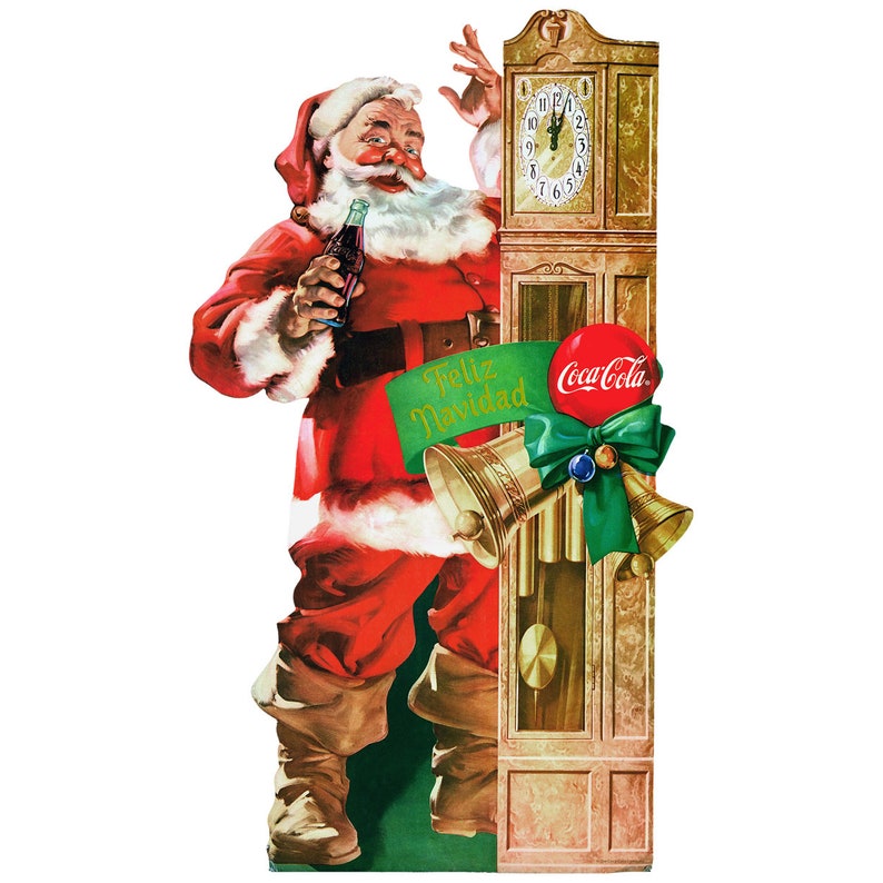 Cocacola Santa Grandfather Clock Wall Decal Feliz Navidad Etsy