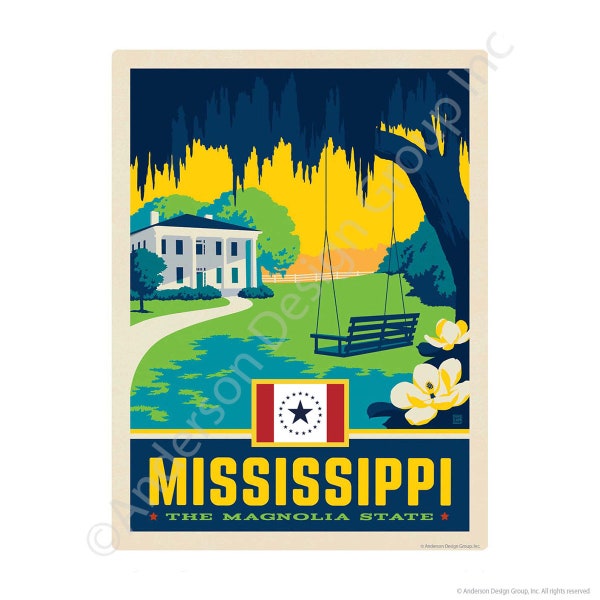 Mini Vinyl Sticker; Mississippi Magnolia State, Waterproof State Pride Bumper Sticker for Water Bottle, Laptop & More