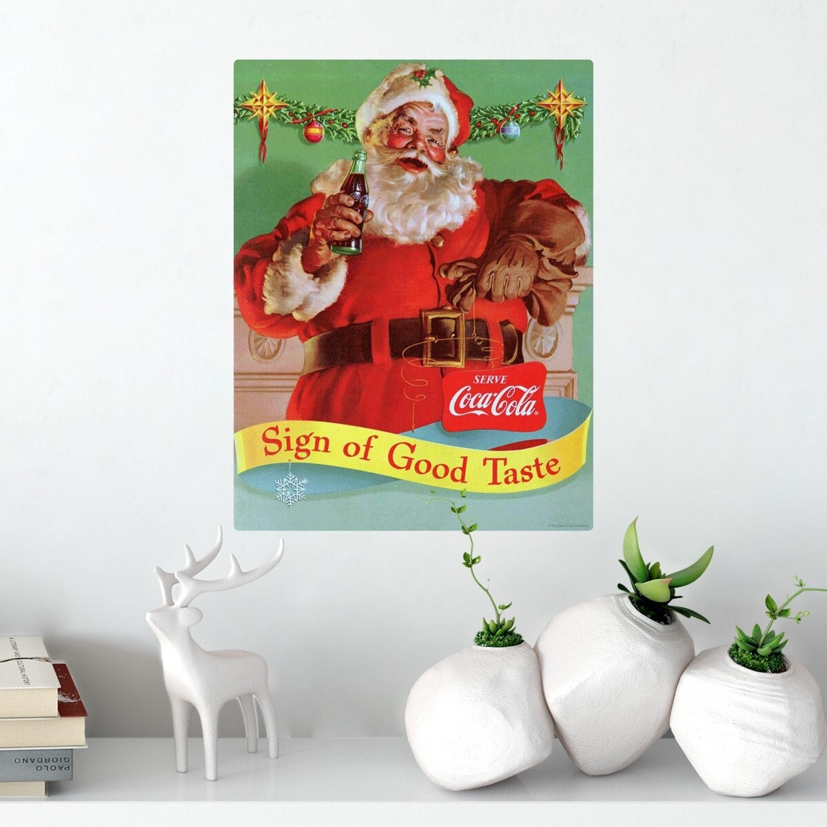 Coca-Cola Santa For Me Wall Decal 24 x 11 Vintage Style Kitchen Decor Graphic 