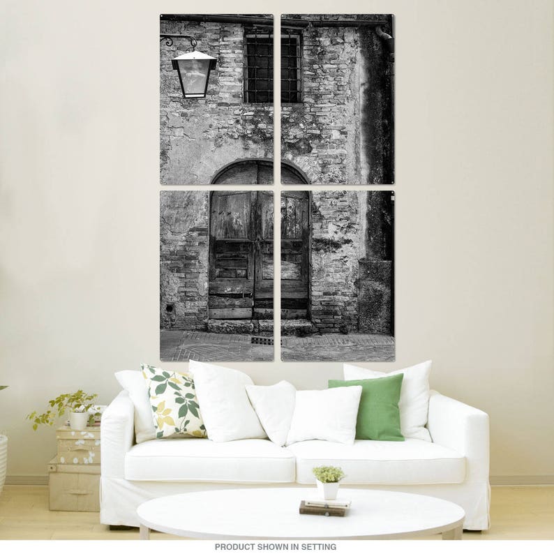 San Giminiano Door Tuscany Italy Quadriptych Metal Wall Art