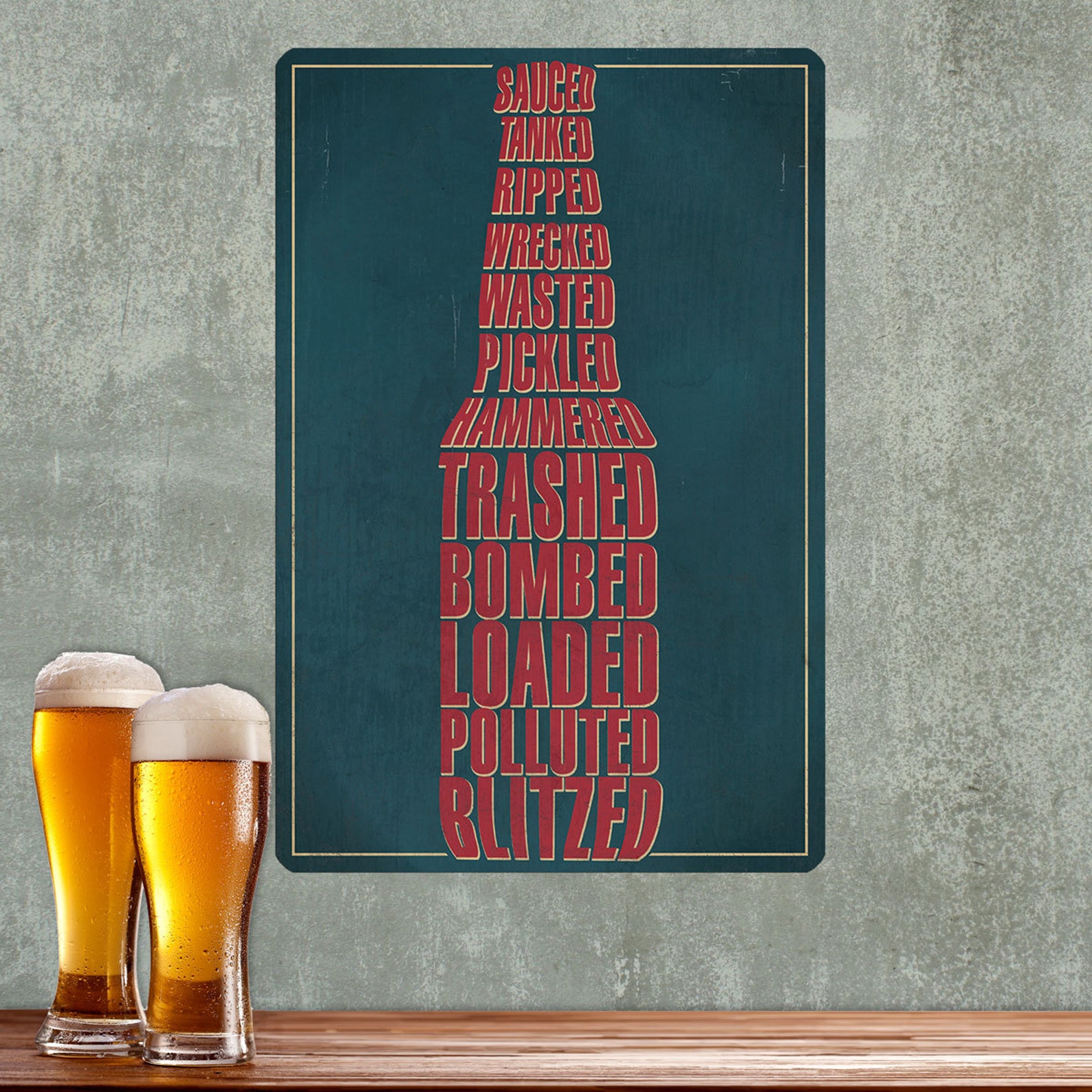 Beer Bottle Drunk Slang Words Wall Decal Etsy