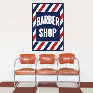 Wall Decal: Barber Shop Stripes Decal, Distressed Look, Choose Size, Indoor or Outdoor Decal Material, For Barber Shops, Beauty Salons, Home