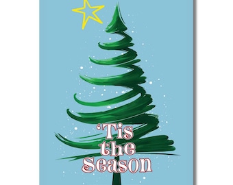 Tis The Season Christmas Tree Wall Decal, Matte Vinyl, Kitchen Wall Decor