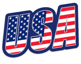 USA Flag Letters Patriotic Large Die Cut Window Sticker, Patriotic Vinyl Decal for Cars, Windows, Laptops and More