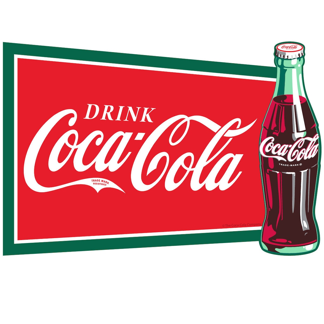 Coca Cola 看板 Coca-cola Vinyl Sticker, Drink Logo & Bottle, Officially