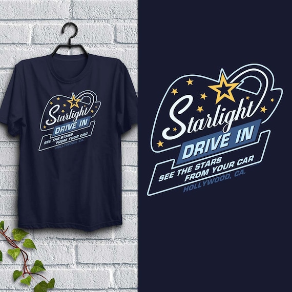 T-shirt; Starlight Drive In, Adult Unisex S-2X 100% Cotton, Retro