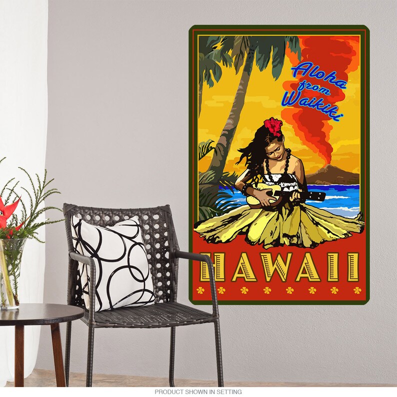 Aloha From Waikiki Hawaii Tiki Wall Decal