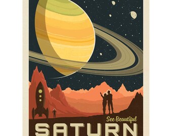 Vinilo decorativo de pared con diseño del planeta Saturno y viajes espaciales, fácil de pegar.