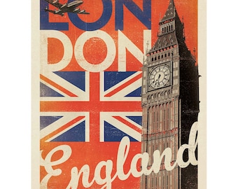 London England British Flag Vinyl Sticker, Big Ben Travel Decal