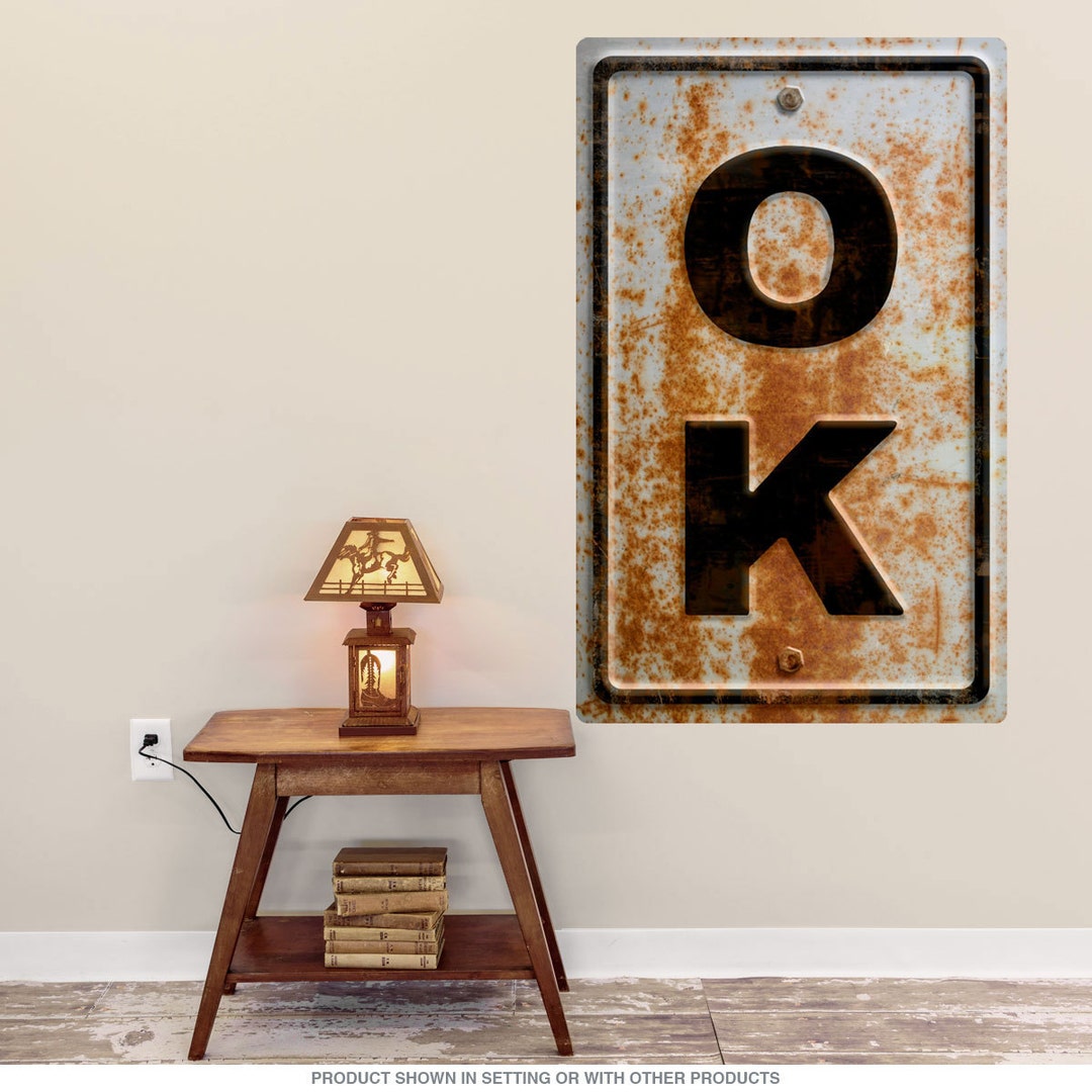Oklahoma OK State Abbreviation Rusted Wall Decal Etsy