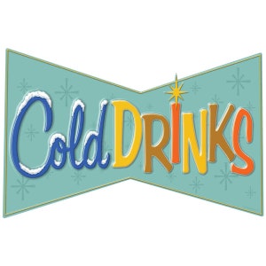 Cold Drinks Cut Out Decal Peel and Stick Decor Vintage Style
