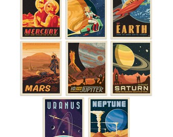 Solar System Vinyl Sticker Set, Space Travel Decals