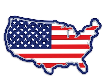 America Outline USA Patriotic Large Die Cut Window Sticker, Patriotic Vinyl Decal for Cars, Windows, Laptops and More