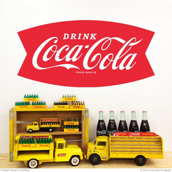 Drink Coca Cola Fishtail Logo 1960s Wall Decal Etsy
