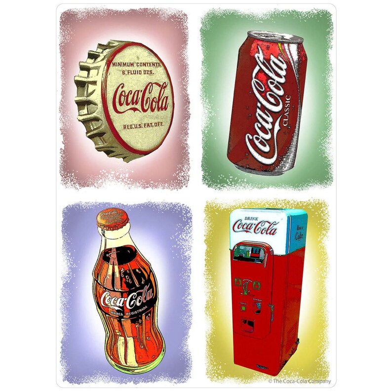 Coca cola Four Classic Icons Vinyl Sticker Etsy Coca cola Four Classic Icons Vinyl Sticker Etsy