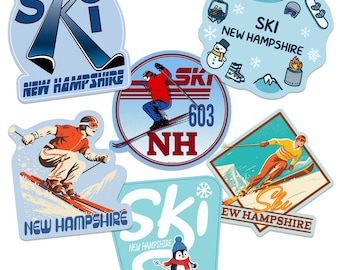 New Hampshire Ski Vinyl Sticker Bundle, Set of 6 Die-Cut Decals