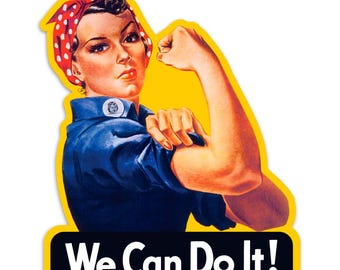 Rosie The Riveter We Can Do It Large Die Cut Window Sticker, Patriotic Vinyl Decal for Cars, Windows, Laptops and More