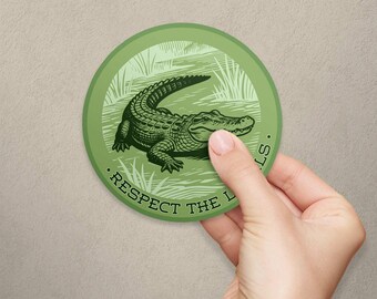 Alligator Respect the Locals Vinyl Sticker, Die Cut Decal