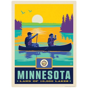 Bumper Sticker: Minnesota Land of 1000 Lakes State Vinyl Sticker–Laptop Decal–Car  Decal–Vintage Style–US Travel Sticker–Souvenir Sticker