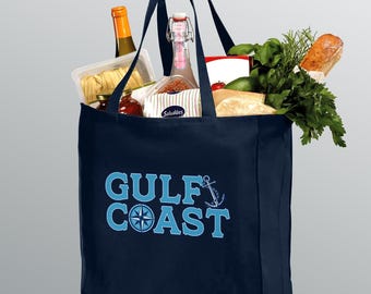 Bolsa de mano náutica con brújula y ancla de la costa del Golfo, bolsa de compras para el supermercado.